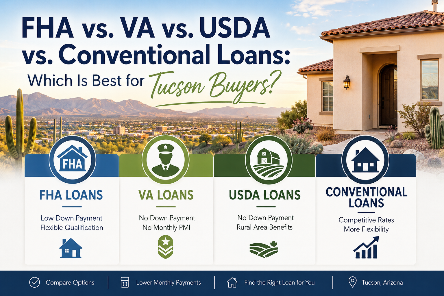 FHA vs. VA vs. USDA vs. Conventional Loans: Which Is Best for Tucson Buyers in 2026?